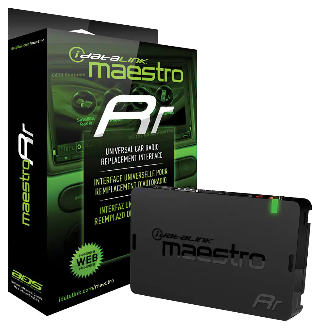 Front. Maestro - Radio Replacement and Steering Wheel Interface for Select Vehicles - Black.
