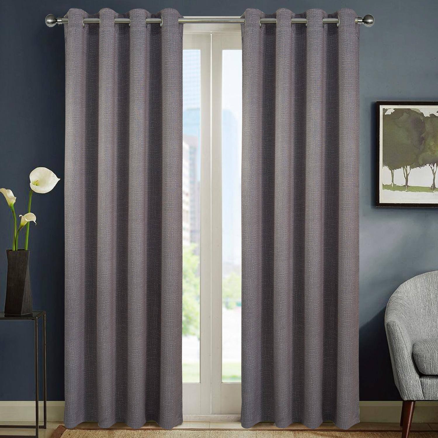 RT Designers Collection - RT Designers Sofia Printed Blackout Grommet Panel - 52x84" - Charcoal