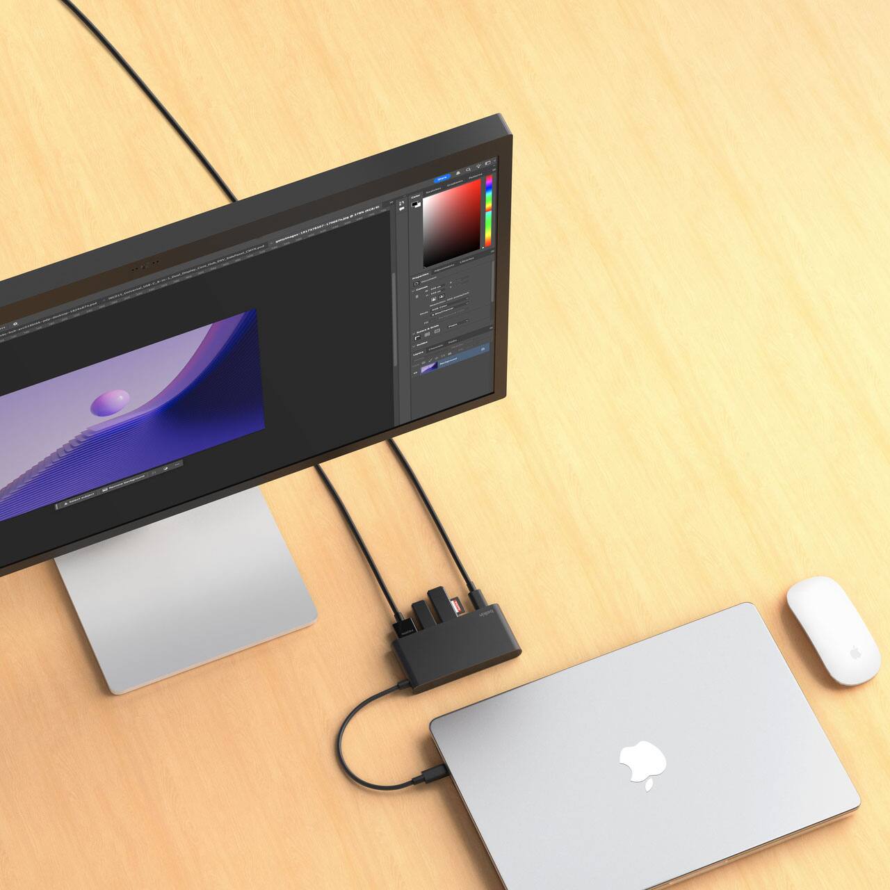 Alt View 8. Belkin - 5-Port Hub w/ 4K HDMI, 7.8 inch tethered USB-C cable, 100W Power Delivery for MacBook, iPad Pro, Chromebook & More - Black.