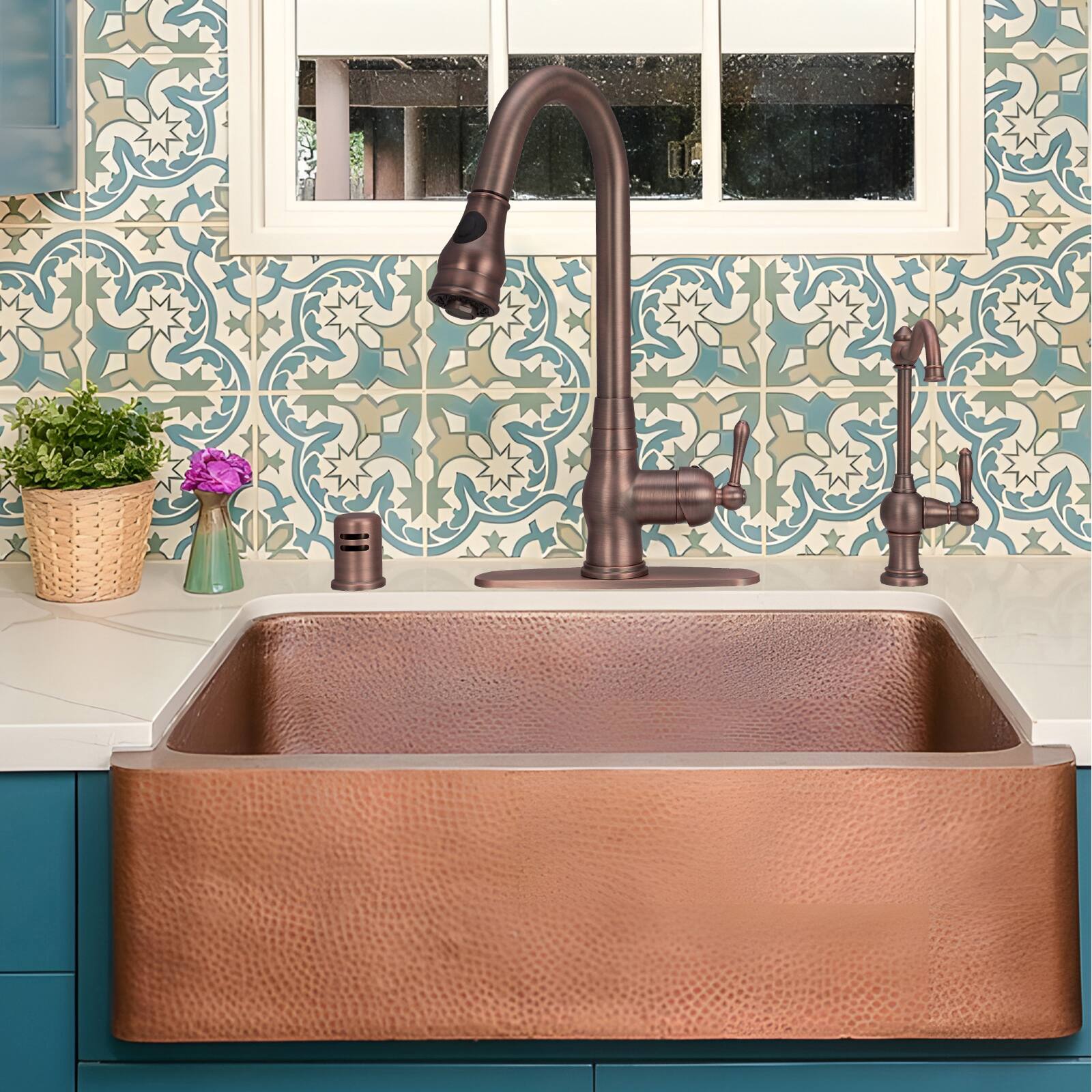 Alt View 4. Akicon - Akicon One-Handle Solid Brass Kitchen Drinking Water Filter Faucet in Antique Brass - Antique Brass.