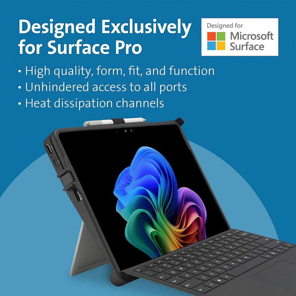 Designed Exclusively for Surface Pro

- High quality, form, fit, and function
- Unhindered access to all ports
- Heat dissipation channels

Designed for Microsoft Surface
