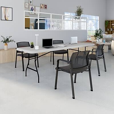 Alt View 4. Staples - Staples 8' x 30" Heavy Duty Plastic Folding Table, White Granite (79233/54273) - White Granite.