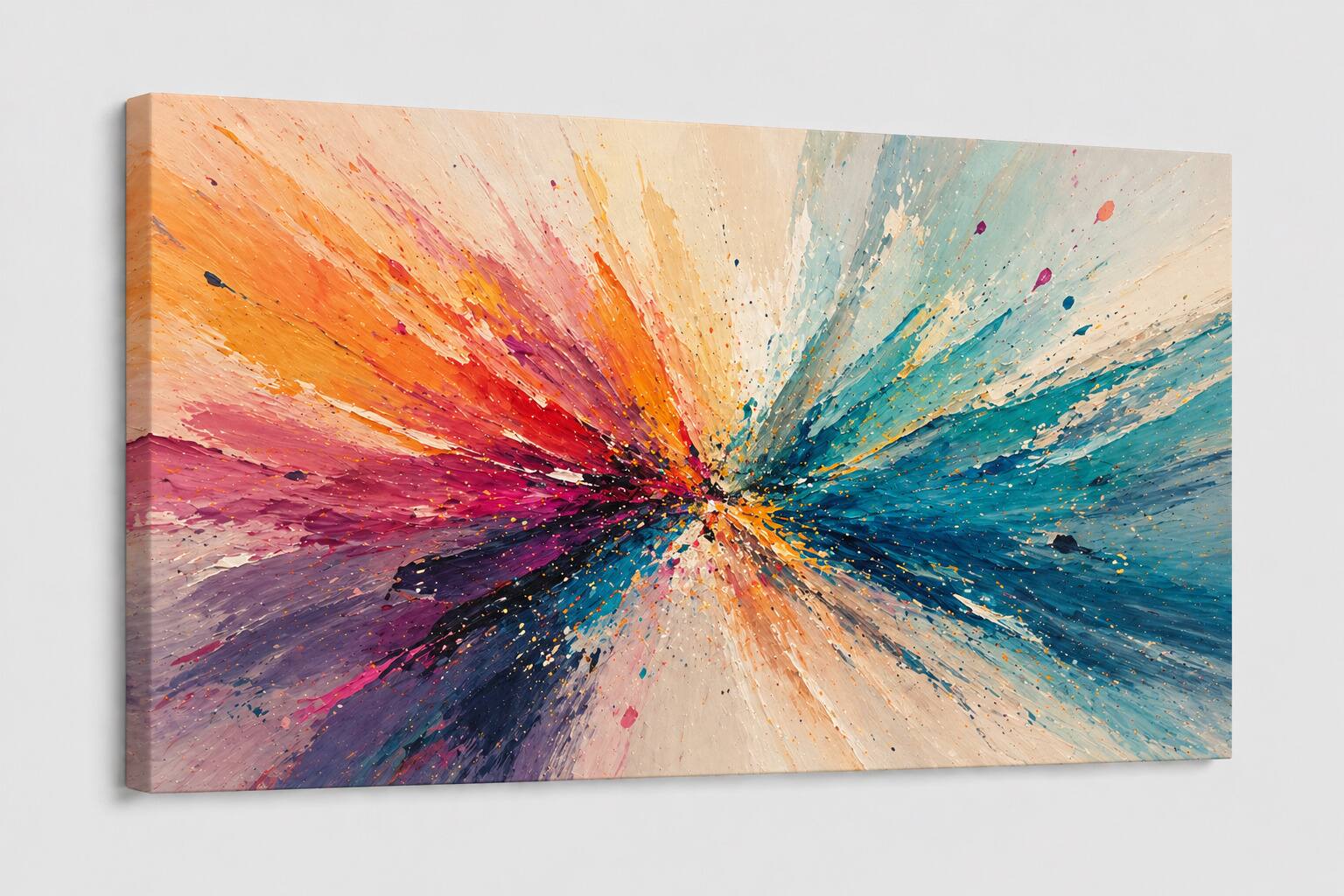 FC Design - Large Canvas 24x36" Abstract Burst Colorful Paint Explosion Art Painting Home Wall Décor - MultiColor