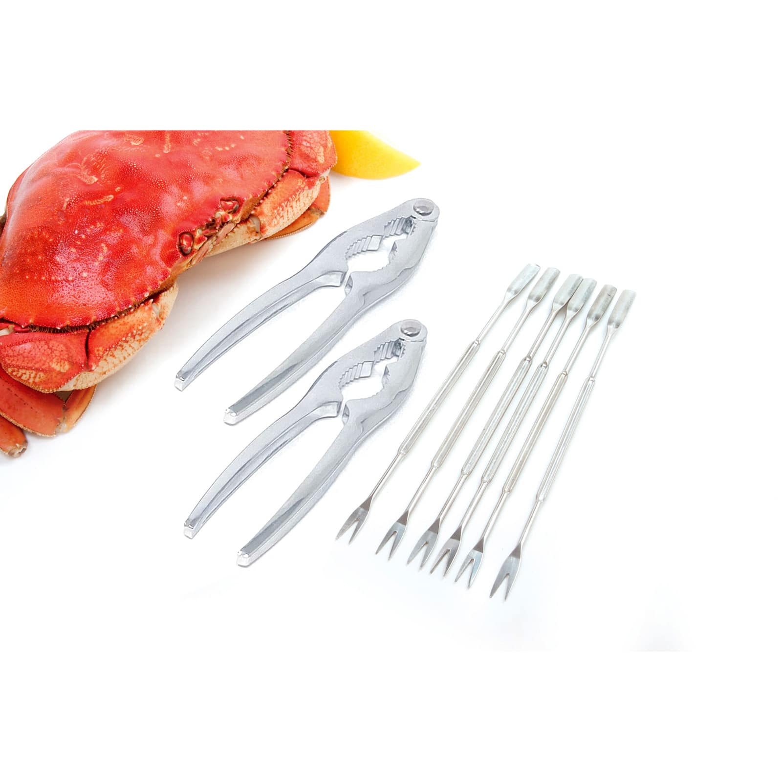 Norpro - Seafood Set with 2 Lobster/Crab Crackers and 6 Stainless Steel Seafood Forks - Silver price history on PriceWatchPro