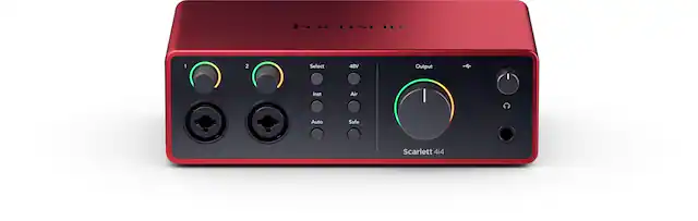 Front. Focusrite - Scarlett 4i4 4th Generation Audio Interface - Red.