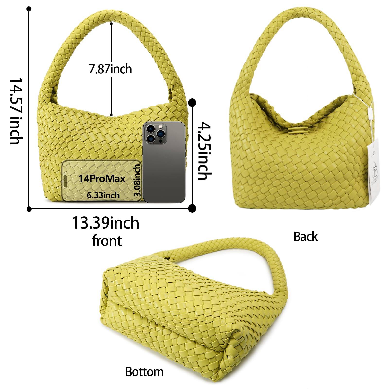 14.57 inch  
7.87 inch  
14ProMax  
3.08 inch  
6.33 inch  
13.39 inch front  
4.25 inch Back  
Bottom