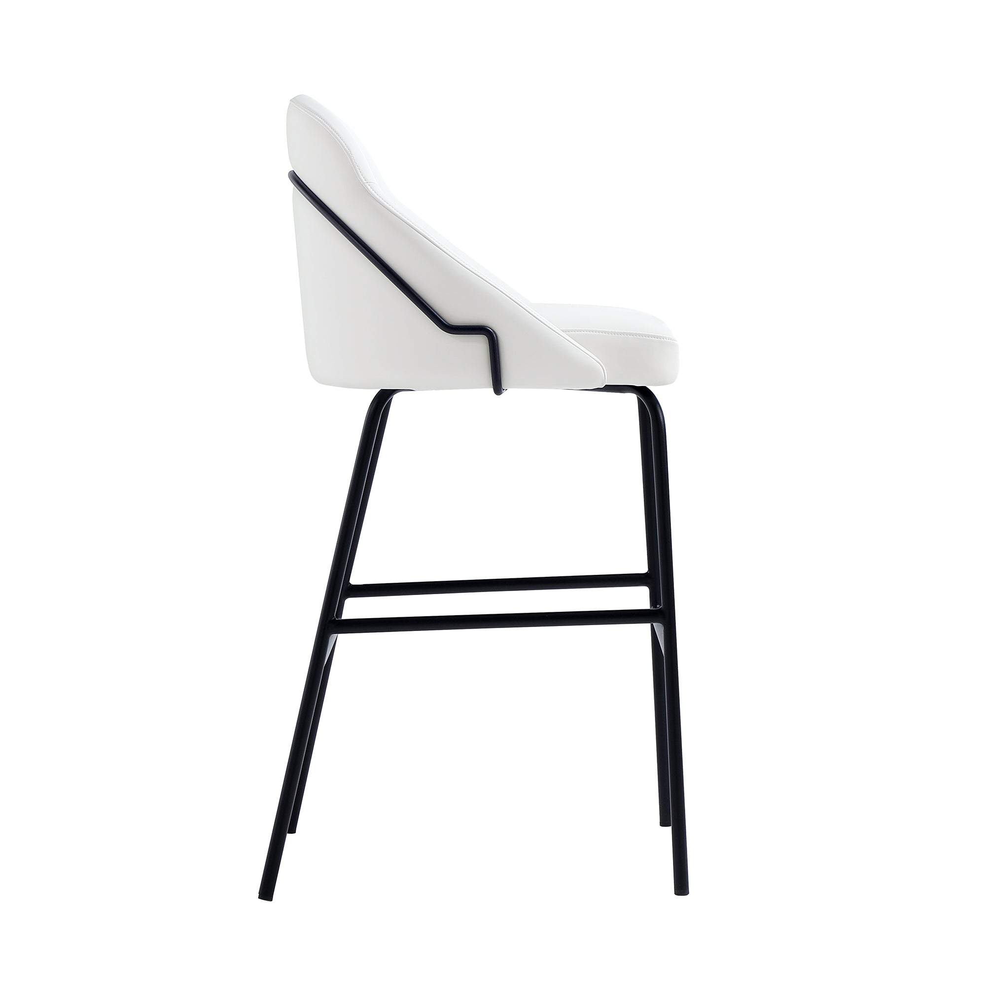 Alt View 3. Manhattan Comfort - Gracie Modern Metal Upholstered Barstool - Set of 3 - White and Black.