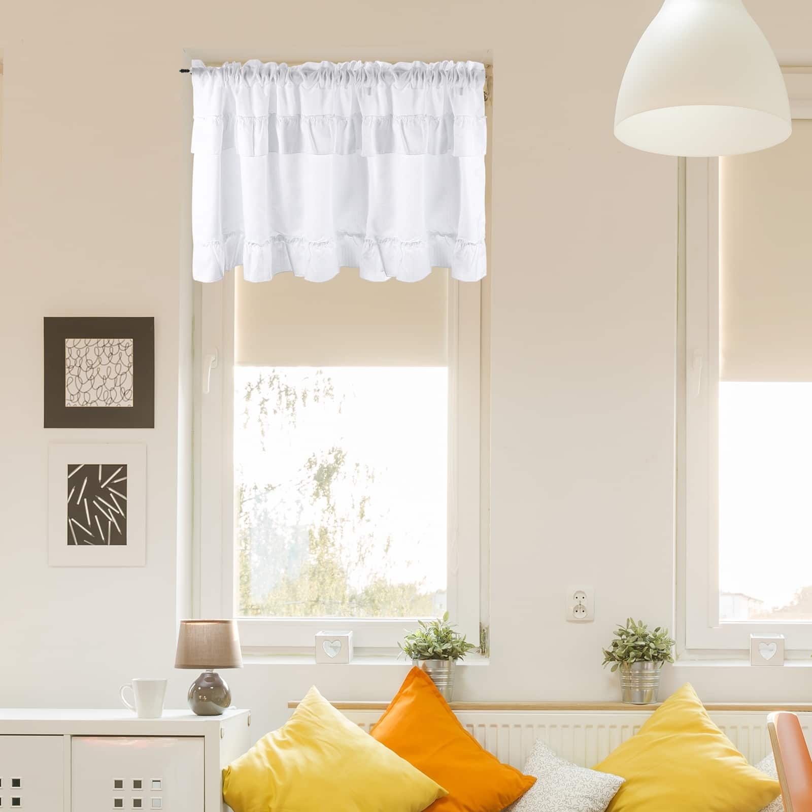 Unique Bargains - Ruffle Valance Curtain, 17.7x57 in, Pleated Rustic Half Light Filtering Rod Pocket for Bathroom Bedroom, 1 Panel - Green price history on PriceWatchPro