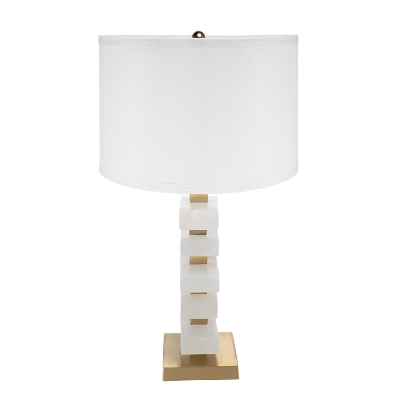 Alt View 2. Luckbyte - D15x26.7" White Gold Alabaster Slab Table Lamp Lamp Shade Assembly Required.