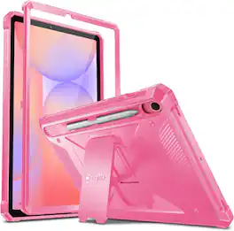 Fintie - Shockproof Case for Samsung Galaxy Tab S10 Lite/S10 FE/S9 FE/S9, Tuatara Rugged Hybrid Cover, Built-in Screen Protector - Magenta