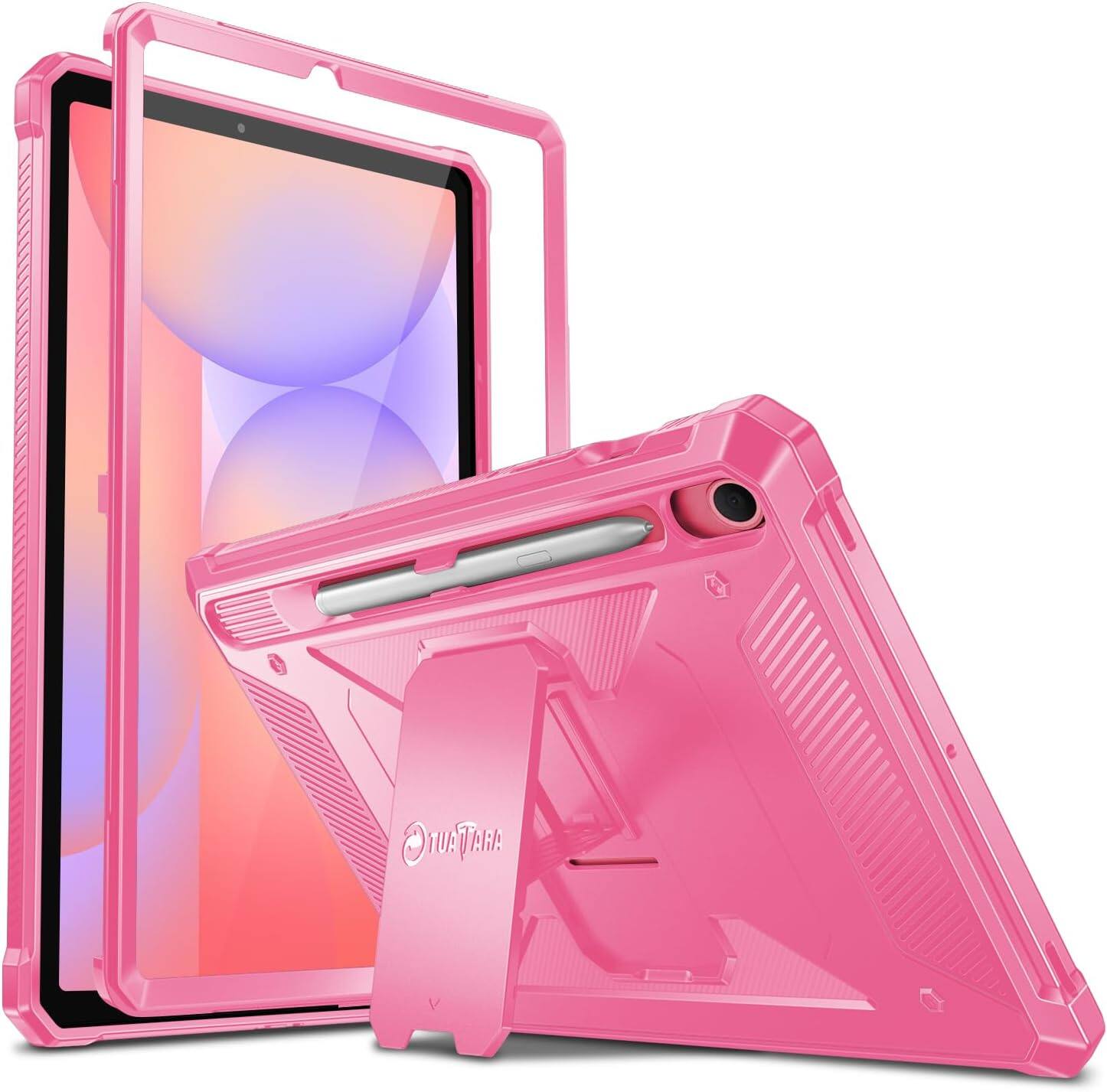 Fintie - Shockproof Case for Samsung Galaxy Tab S10 Lite/S10 FE/S9 FE/S9, Tuatara Rugged Hybrid Cover, Built-in Screen Protector - Magenta