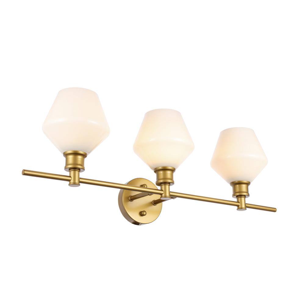 Alt View 6. Living District - Gene 3 light Brass and Frosted white glass Wall sconce - Brass And Frosted White Glass.