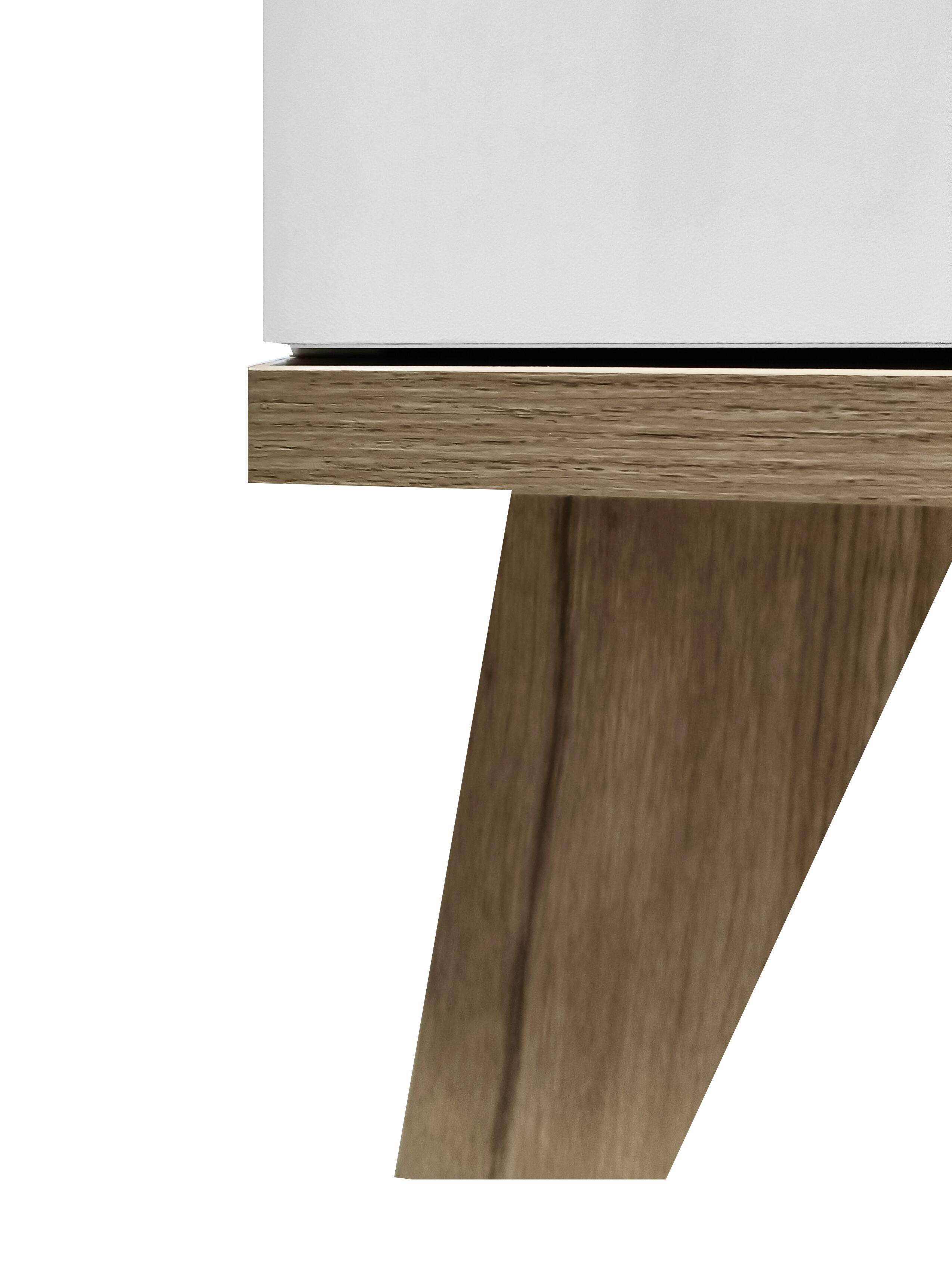 Alt View 4. Loheer - Loheer 3 Drawer White Dresser, Handle-Free Modern Storage Chest with Solid Wood Legs for Bedroom, Minimalist Cabinet - White.
