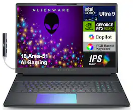 Alienware - 18 Area-51 AA18250 Laptop 18 WQXGA (Intel Ultra 9- 275HX, 32GB DDR5, 1TB SSD, Win 11 Home) w/USB Hub - Liquid Teal