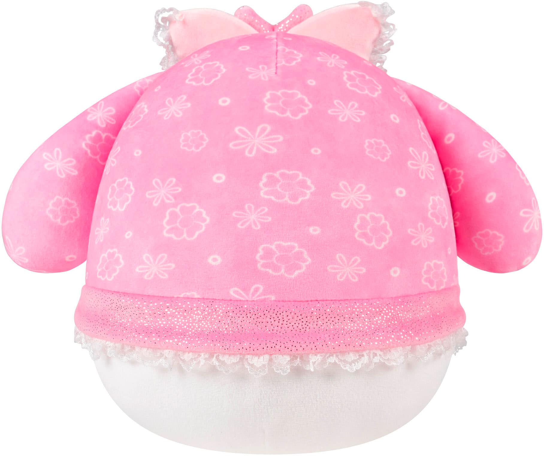 Back. Jazwares - Squishmallows - 50th Anniversary My Melody with Floral Hood – 8" Plush.