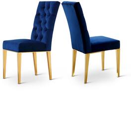Meridian Furniture - Capri Navy Velvet Dining Chair, Set of 2 - Blue
