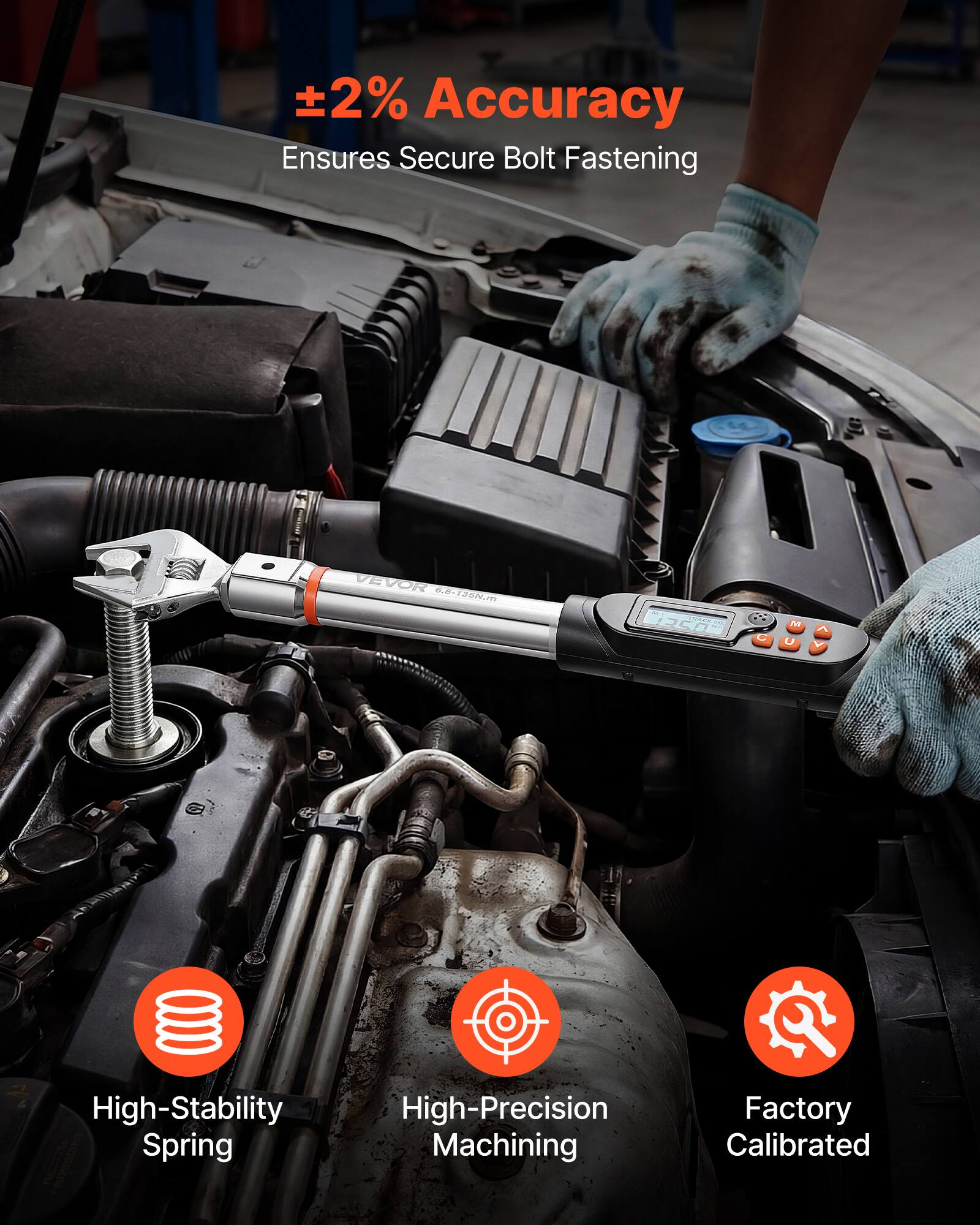±2% Accuracy Ensures Secure Bolt Fastening

VEVOR EE128N-1255

High-Stability Spring
High-Precision Machining
Factory Calibrated
