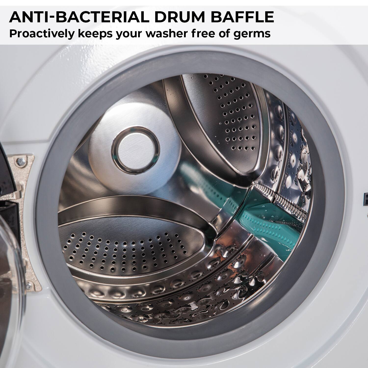 ANTI-BACTERIAL DRUM BAFFLE  
Proactively keeps your washer free of germs