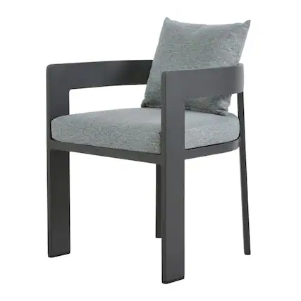 Front. Outdoor Escape - Aluminum Outdoor Dining Chair With Cushioned Seat And Elegant Design - Gray.