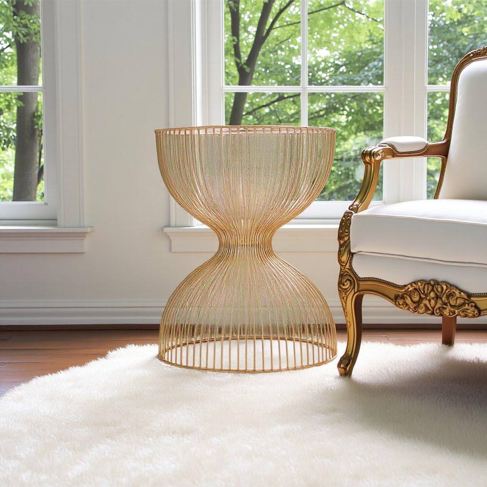 Left. Starlight Canyon Home - Gold Metal Side Table - Modern Accent Table for Living Room Decor - Gold.