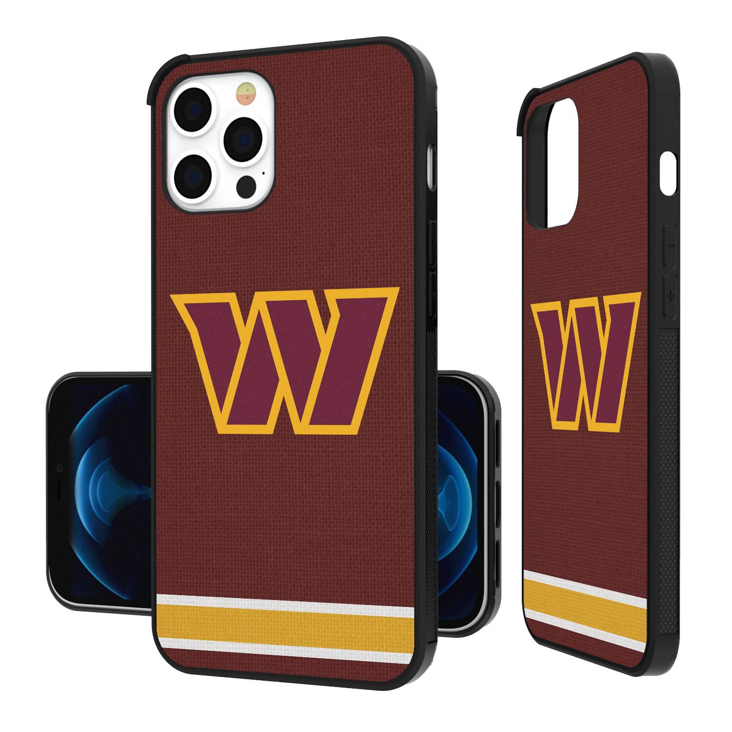 Alt View 1. Keyscaper - Washington Commanders iPhone Stripe Design Bump Case - 14 Pro Max - Multicolor.