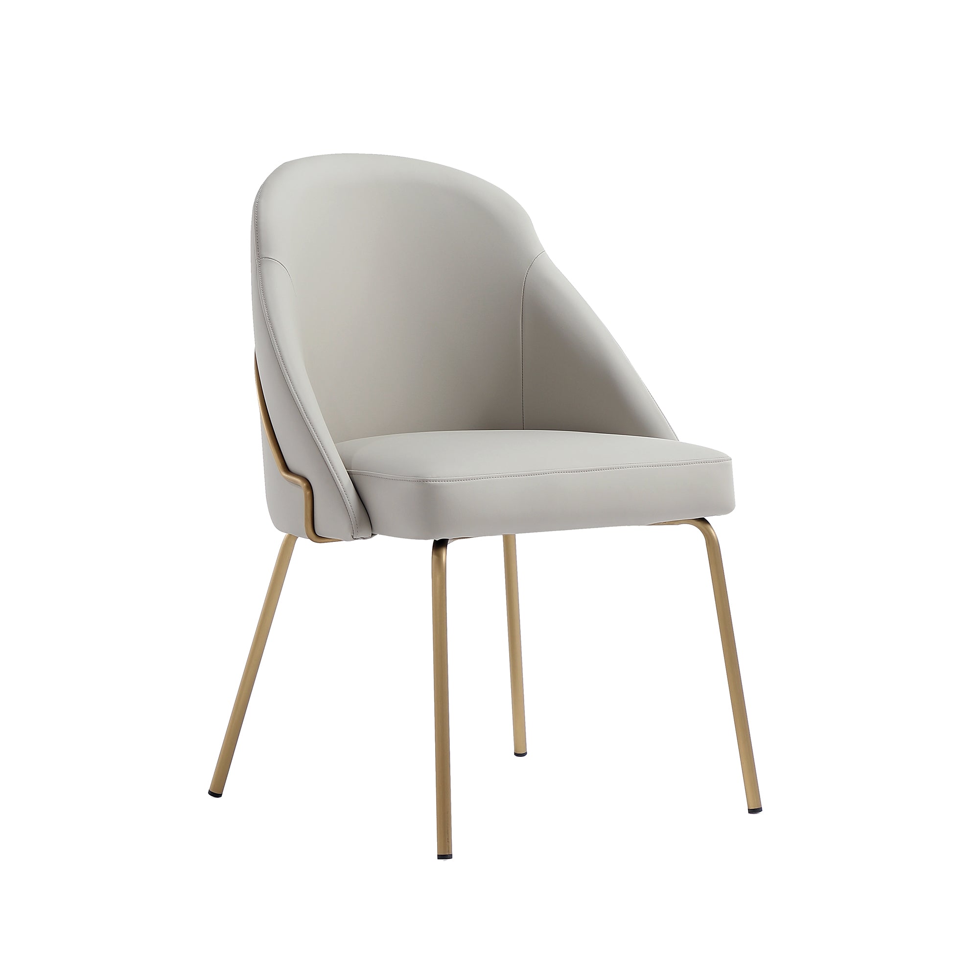 Alt View 2. Manhattan Comfort - Gracie Modern Metal Vegan Leather Dining Chair - Set of 4 - Stone Gray and Gold.