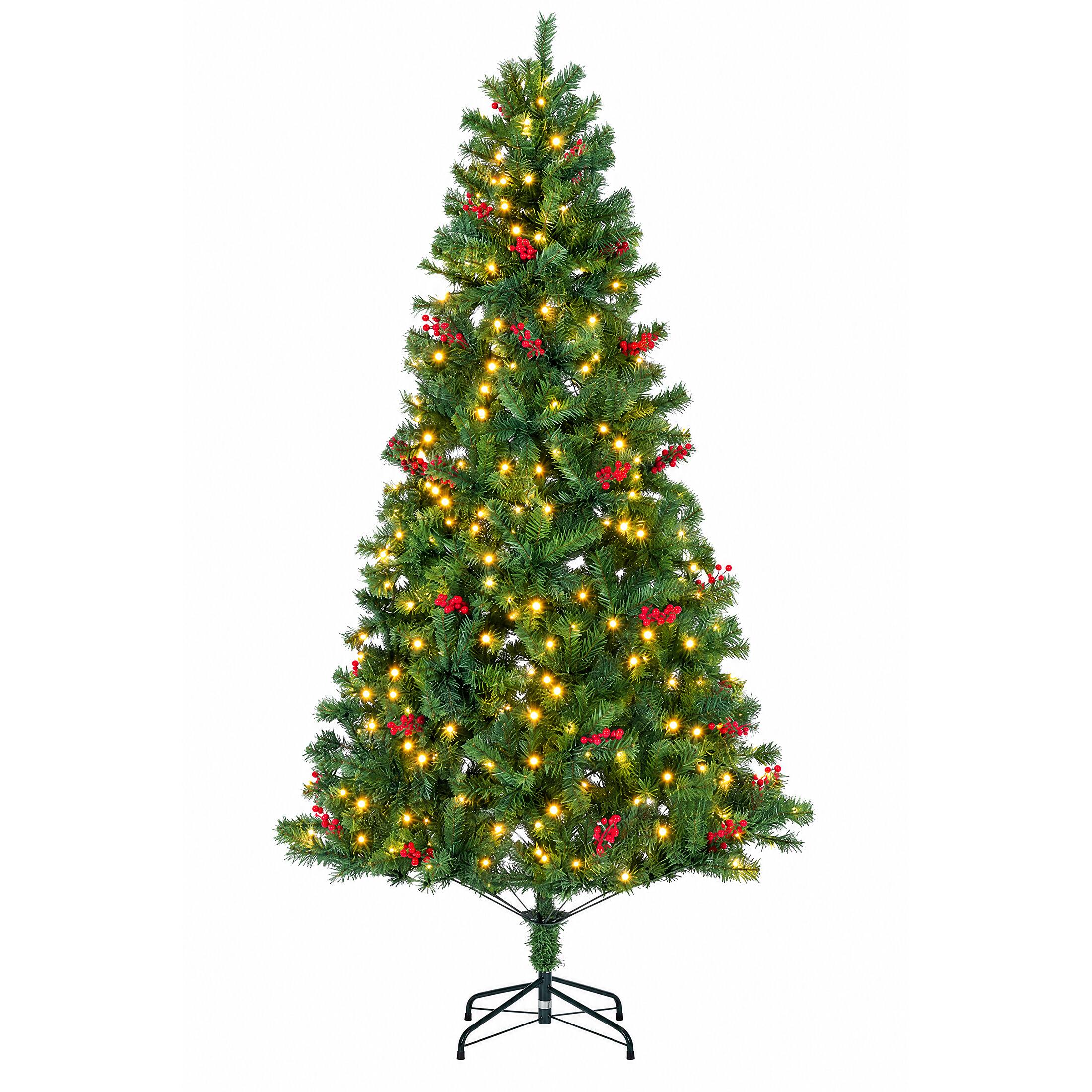 Front. Sweetcrispy - Pre-Lit Pre-Decorated Spruce Artificial Christmas Tree Hinged w/ LED Lights - Green.