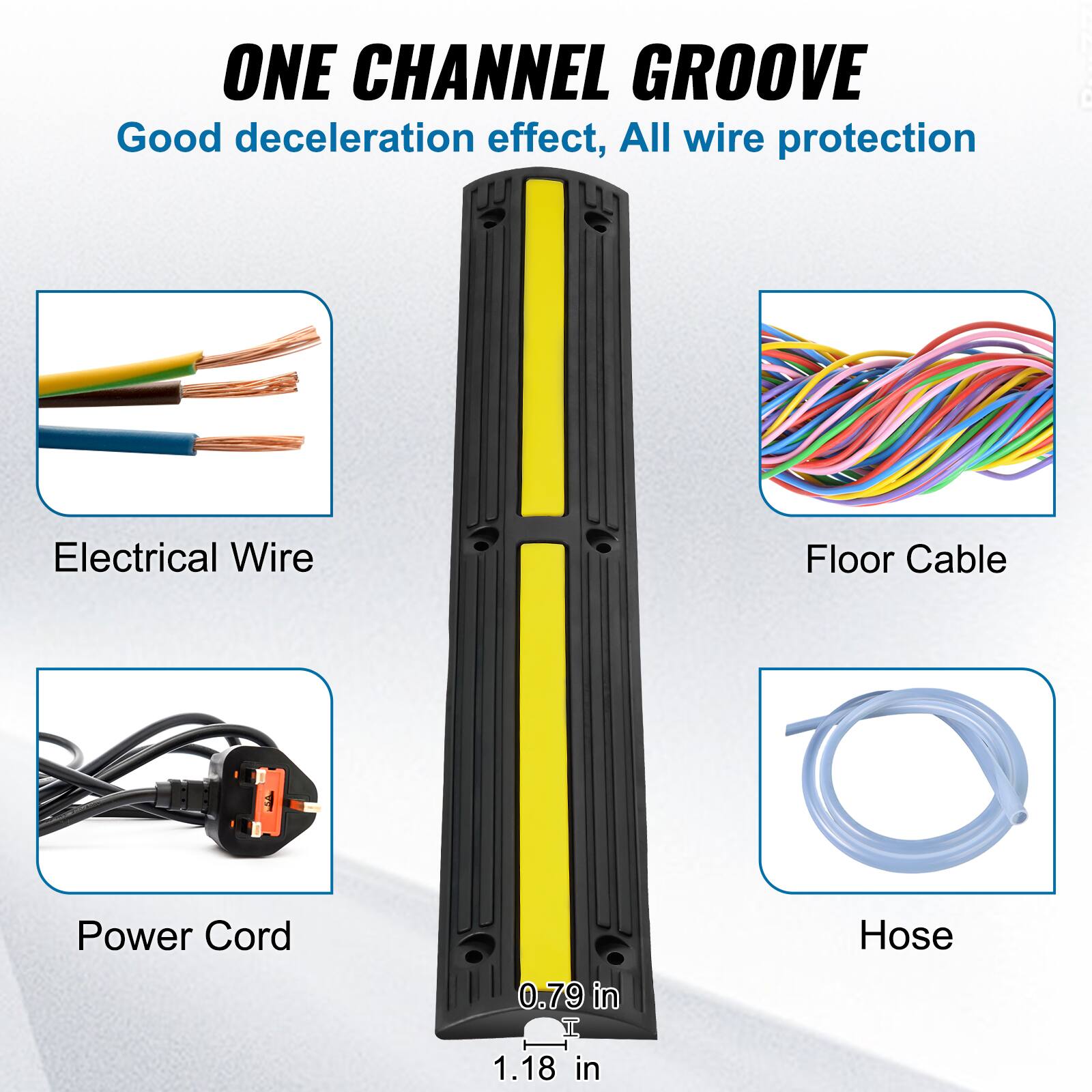 ONE CHANNEL GROOVE Good deceleration effect, All wire protection - Electrical Wire, Floor Cable, Power Cord, Hose - 0.79 in I 1.18 in