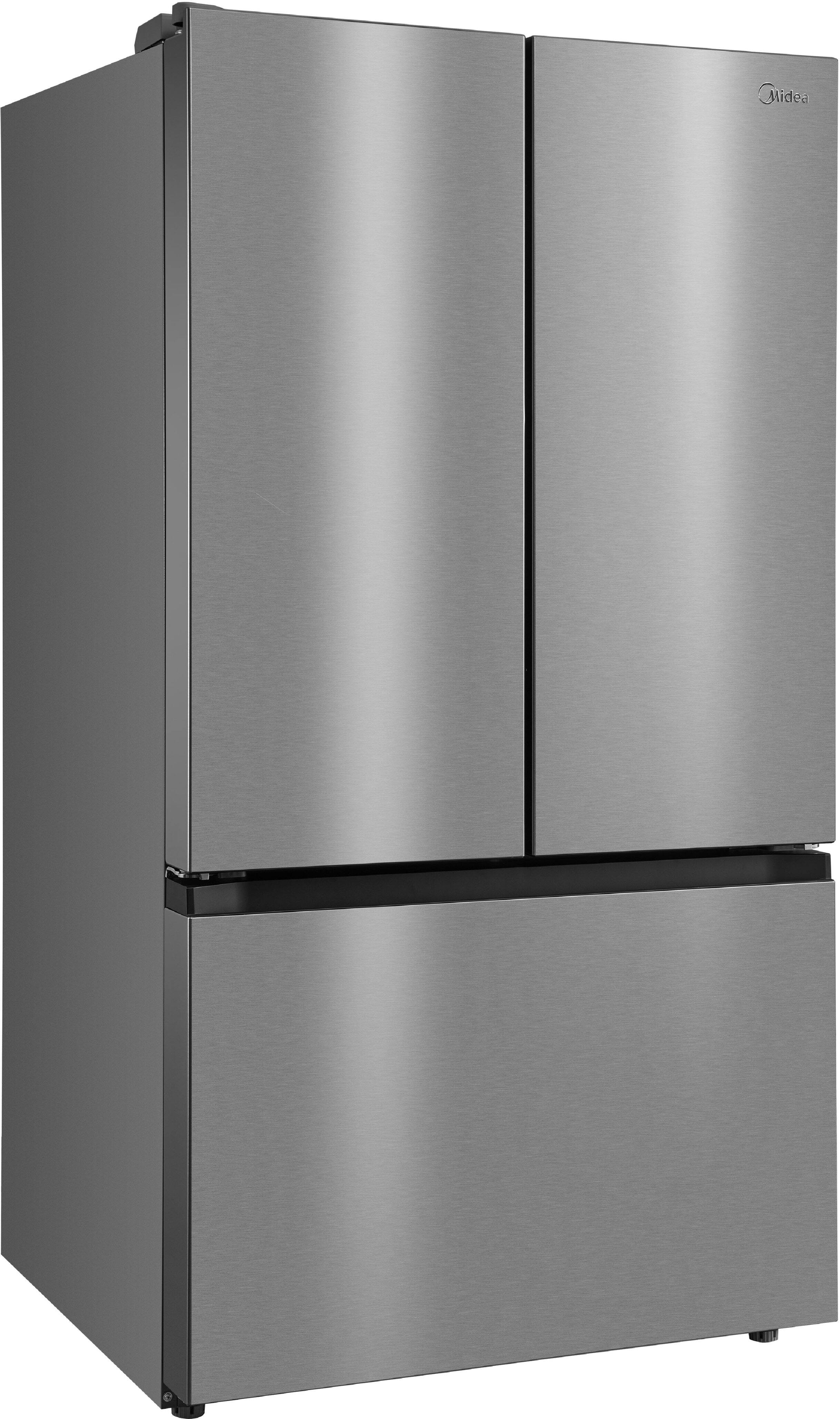 Back. Midea - 36-in Wide Standard-Depth PLUS  32 cu. ft.  French Door Refrigerator + Dual Icemaker + Extra-Large Capacity - Stainless Steel.