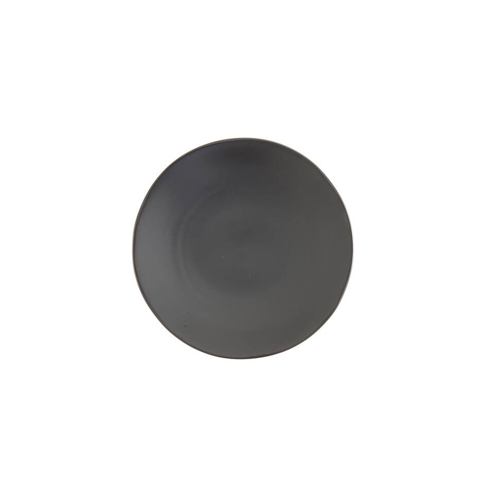 Front. Fortessa - Vitraluxe Dinnerware Heirloom Bread & Butter Plate, 6.25-Inch, Set of 4, Charcoal - Charcoal.