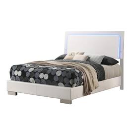 Manhattan Lane - Sok Full Panel Bed with LED Headboard, Low Profile Footboard - White
