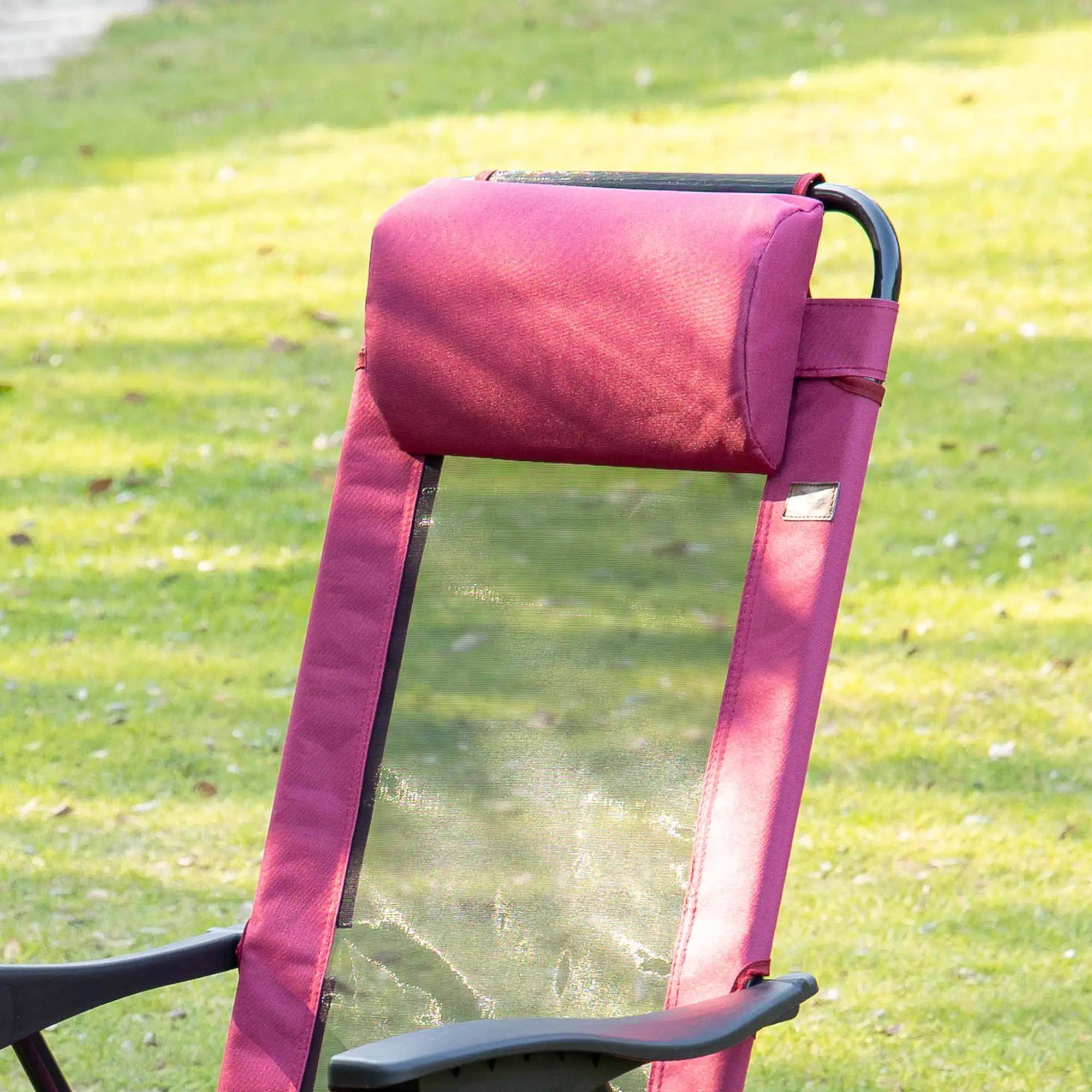 Alt View 1. Resenkos - Resenkos Folding Patio Dining Chairs Set Of 2 - Black Outdoor Deck Chairs With Adjustable Sling Backs, Red - Red.