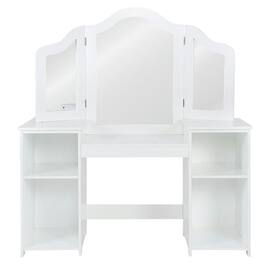 Pefilos - Kids Tri Folding Mirror Makeup Dressing Vanity Table Set- Girls Vanity for Girls Kids - White