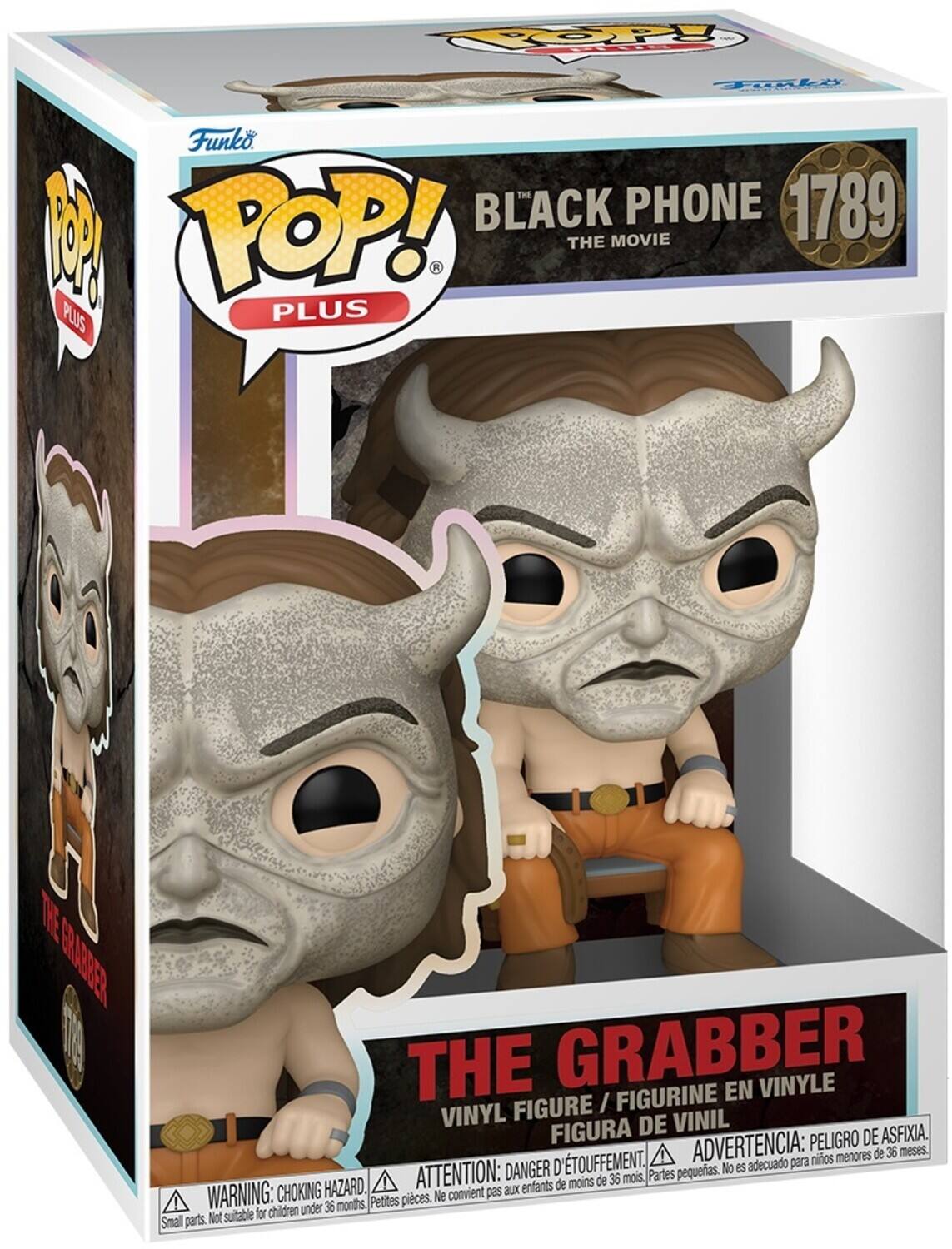 1789, Funko, POP!, THE BLACK PHONE, THE MOVIE, PLUS, THE GRABBER, EN VINYLE, FIGURE, FIGURINE, VINYL, DE VINIL, FIGURA, ADVERTENCIA: PELIGRO DE ASFIXIA, nios menores de 36 meses, ATTENTION: DANGER D'ETOUFFEMENT, Partes pequerias. No es adecuado para de moins de 36 mois, CHOKING HAZARD, WARNING: Small parts. Not suitable for children, Petites pices.