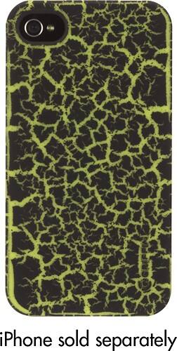 Front Standard. Griffin Technology - Outfit Crackle Case for Apple® iPhone® 4 - Black/Green.