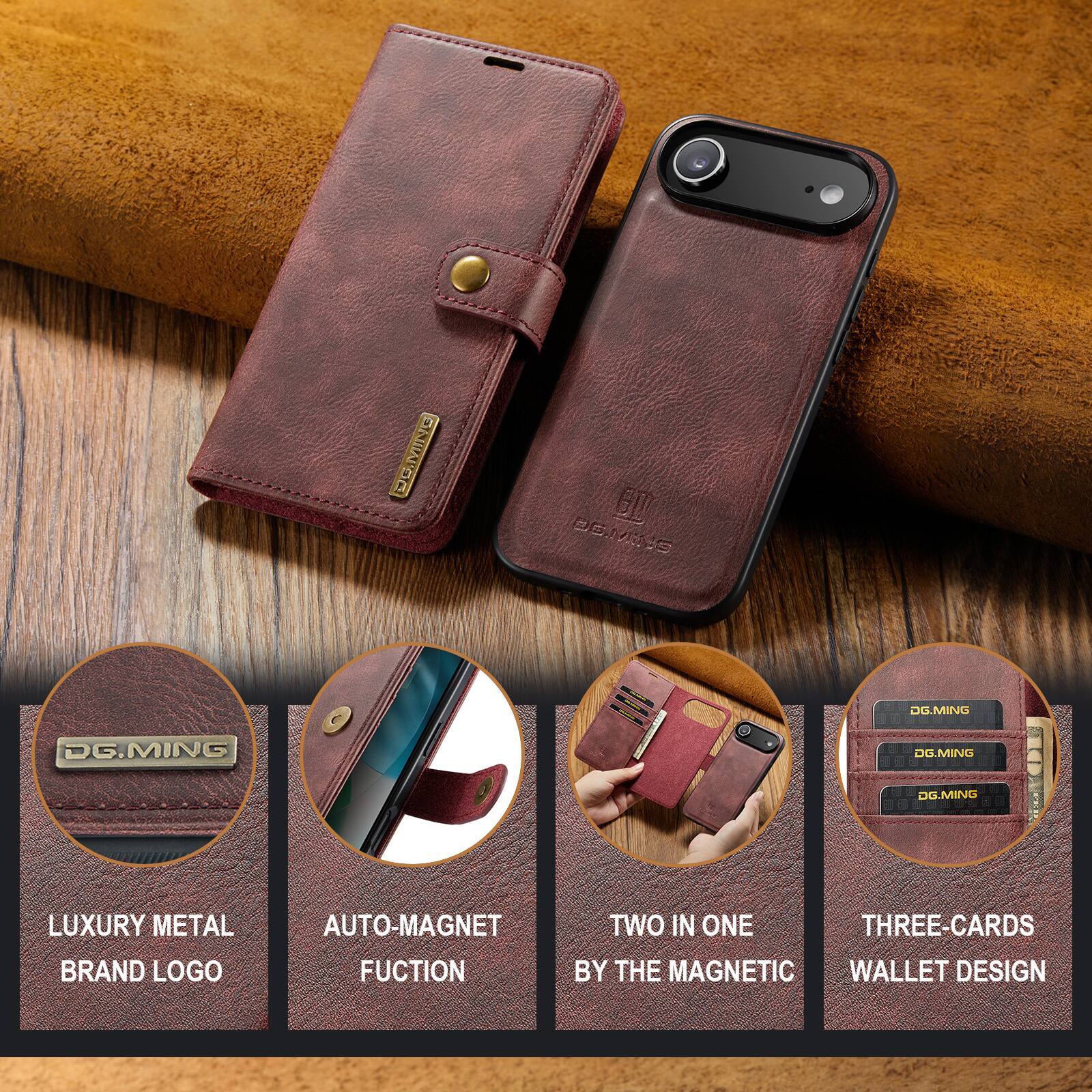 DG.MING

LUXURY METAL BRAND LOGO

AUTO-MAGNET FUNCTION

TWO IN ONE BY THE MAGNETIC

THREE-CARDS WALLET DESIGN