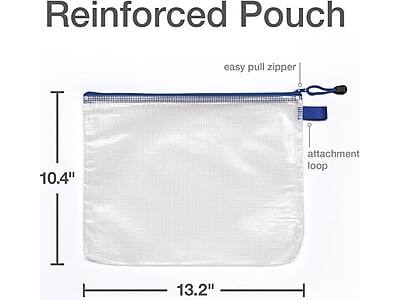 Reinforced Pouch

- Easy pull zipper
- Attachment loop

Dimensions:
- Height: 10.4"
- Width: 13.2"