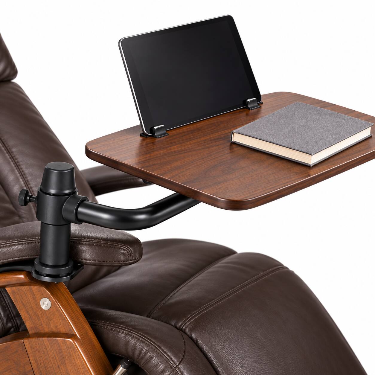 Back. Human Touch - Perfect Chair Laptop Desk Accessory for PC-365, PC-420 & PC-610 Zero Gravity Recliners - Dark Walnut.