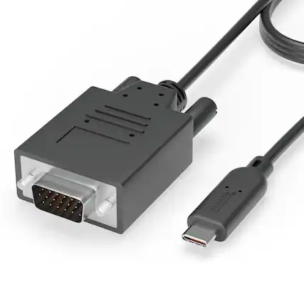 Front. Plugable - Monitor Adapter Cable - USB-C to VGA,6ft,Driverless - Black.