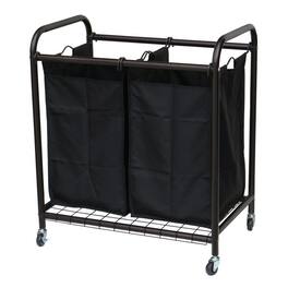 Hivvago - Bronze Laundry Hamper Cart with 2 Sorter Bags - Black