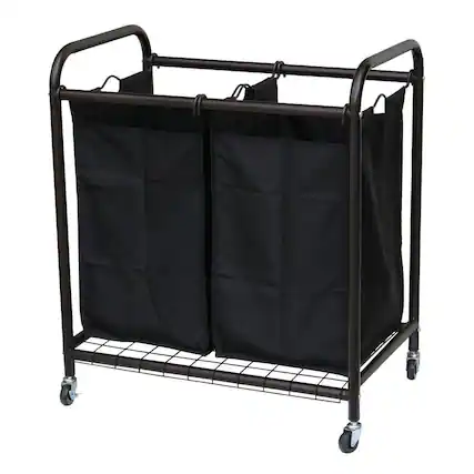 Front. Hivvago - Bronze Laundry Hamper Cart with 2 Black Sorter Bags - Black.