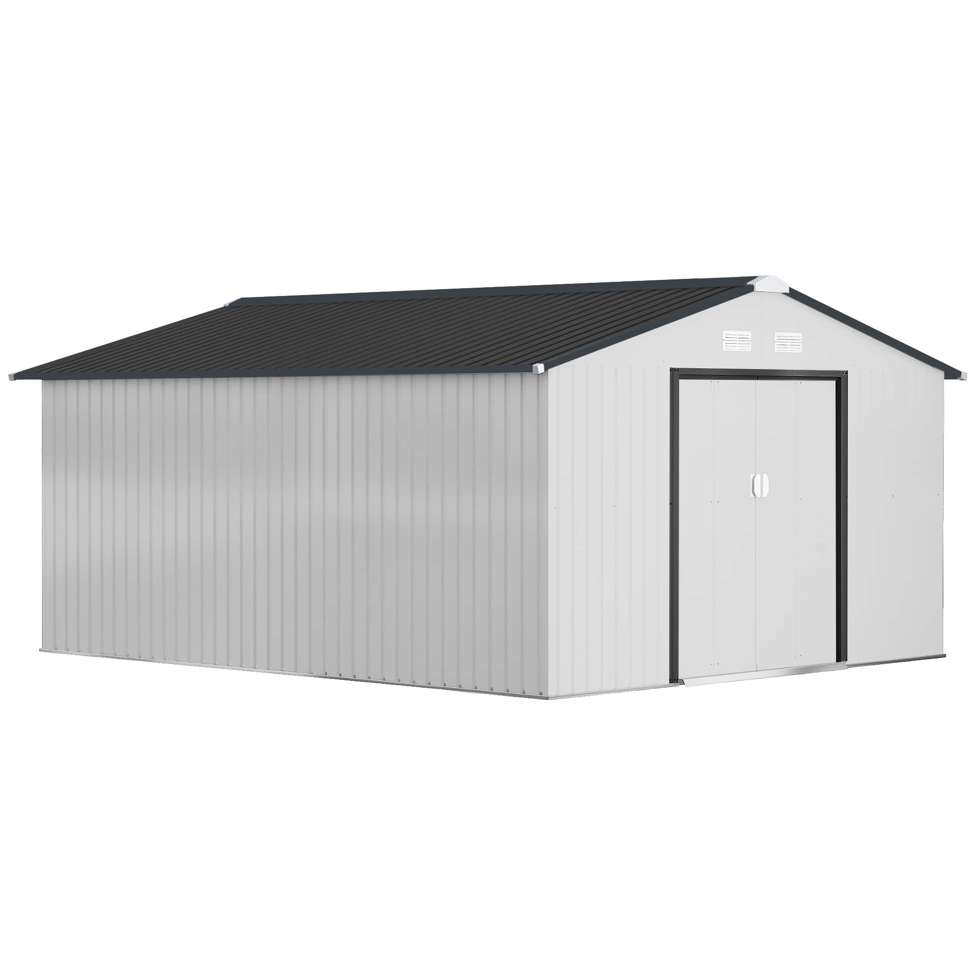 Front. Outsunny - Garden Metal Shed, Storage Shed Utility Storage with Double Locking Doors for Bike.