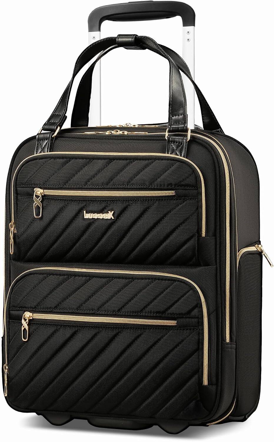 LUGGEX - 16 Inch Underseat Carry On Luggage with Wheels,Softside Lightweight Suitcase UDK - LX-UX - Black price history on PriceWatchPro