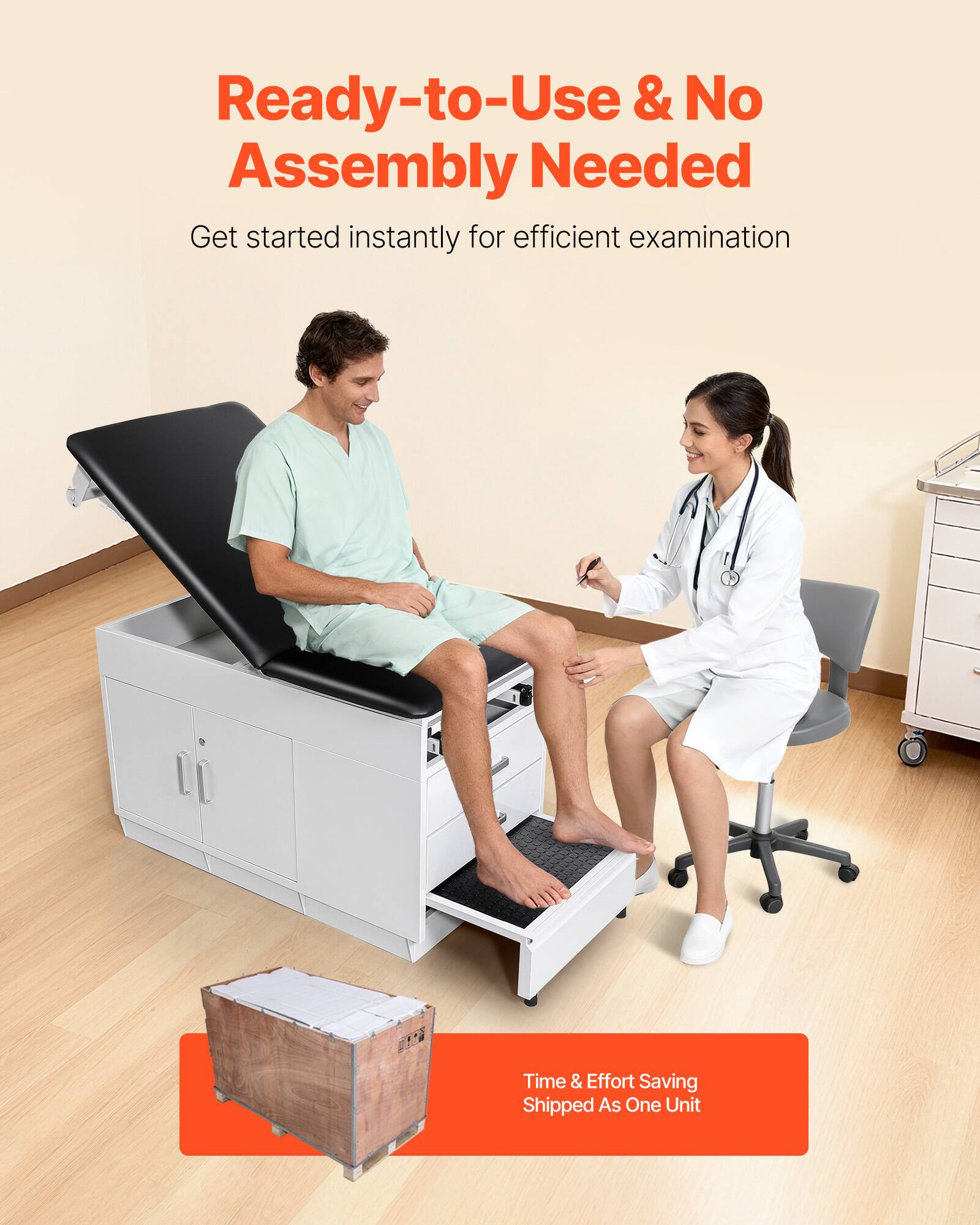 Ready-to-Use & No Assembly Needed  
Get started instantly for efficient examination  

Time & Effort Saving  
Shipped As One Unit