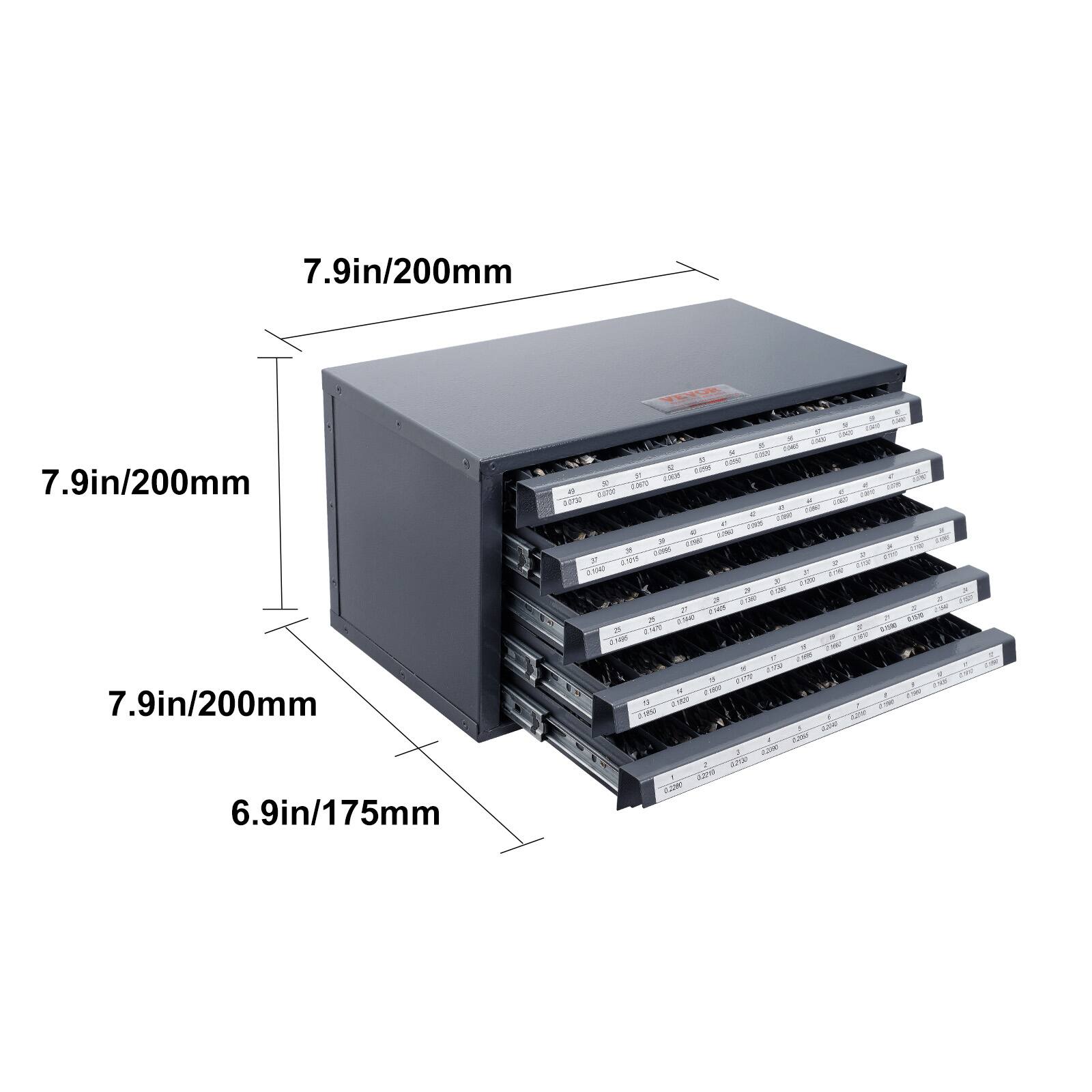 7.9in/200mm  
7.9in/200mm  
7.9in/200mm  
6.9in/175mm