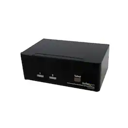 Startech - 2-Port Dual DisplayPort USB KVM Switch with Audio and USB 2.0 Hub - Black