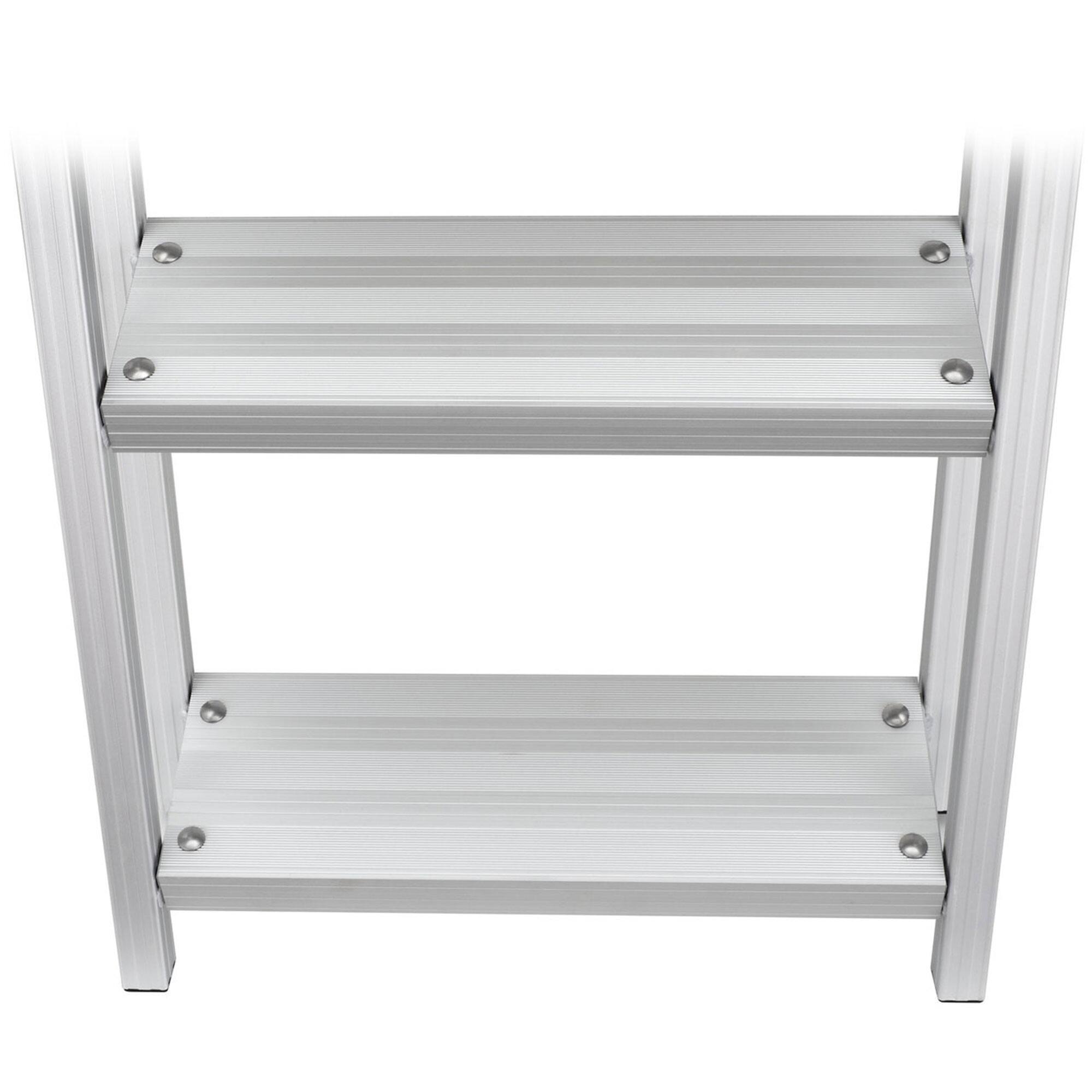 Alt View 8. RecPro - RecPro 3 Step Angled Aluminum Pontoon Dock and Boat Boarding Ladder, Silver - Silver.