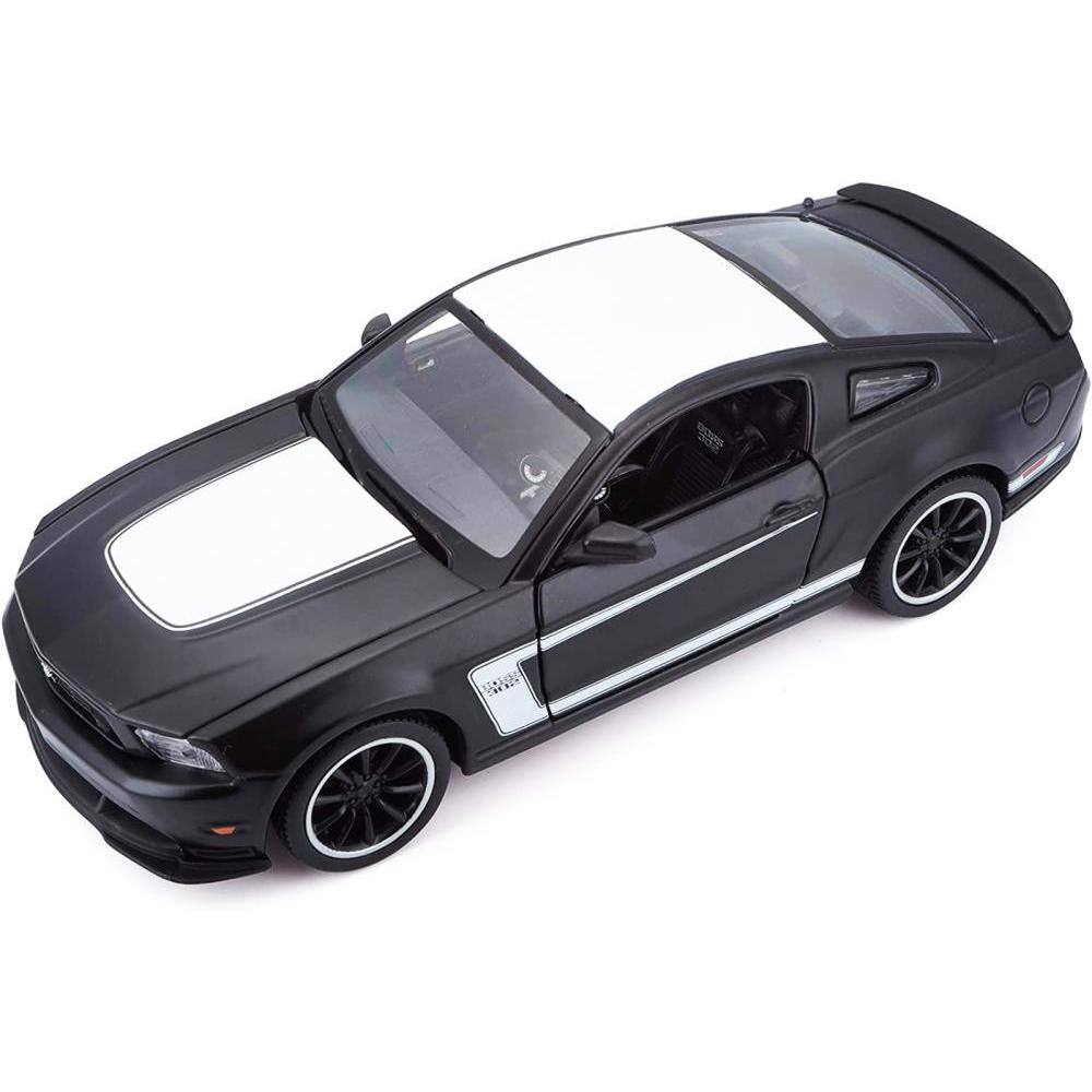 Alt View 1. Maisto - 2012 Ford Mustang Boss 302 Matt Black and White 1/24 Diecast Model Car by Maisto - Matt Black and White.