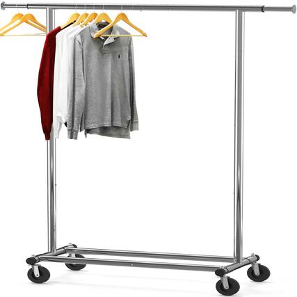 Front. Hirose Alice - Simple Houseware Heavy Duty Clothing Garment Rack Holds Up to 42 to Rod Chrome - Chrome Heavy Duty.
