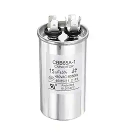 Unique Bargains - 1pc CBB65 Capacitor 15uF 450V Run Round for AC Motor Start HVAC Compressor Generator Air Condenser - Silver